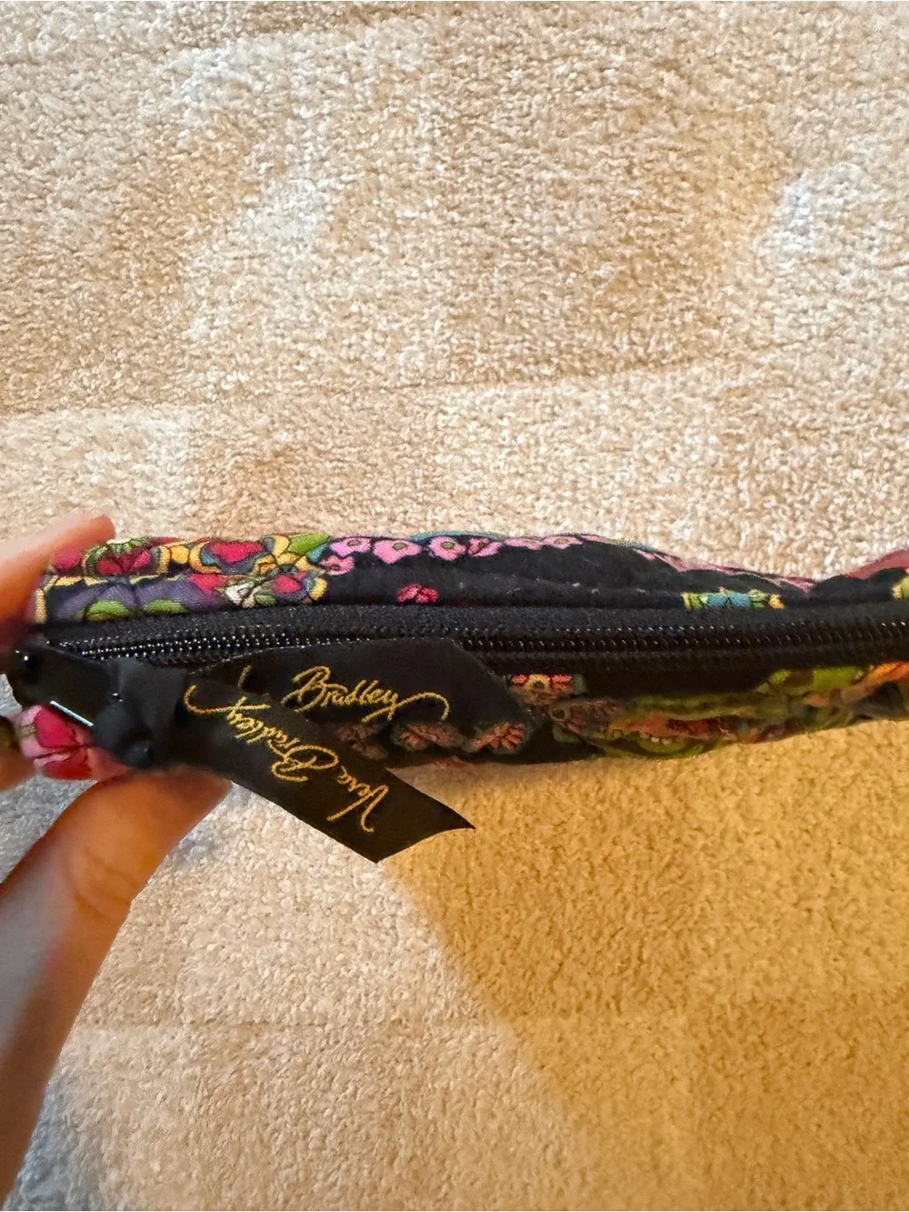 Vera Bradley Black Multi Floral Quilted makeup bag